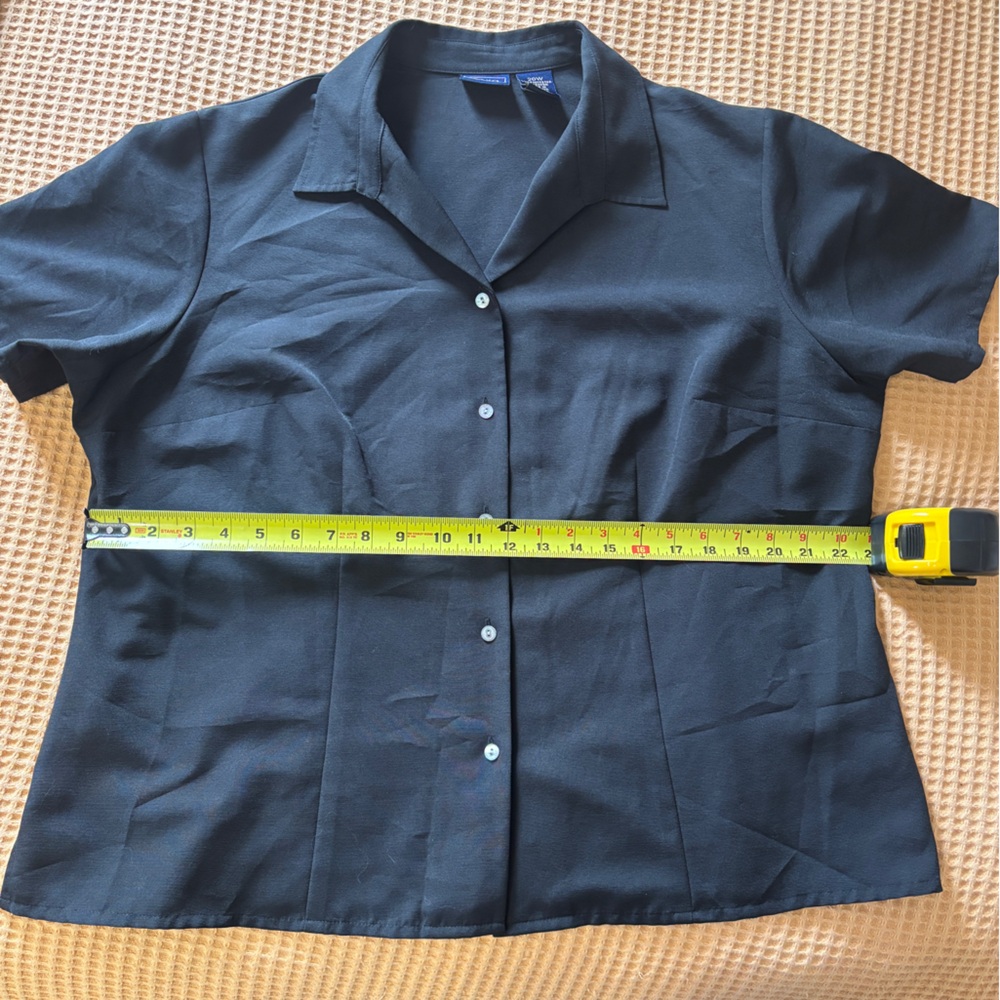 EUC Vintage Laura Scott Button-Down Short-Sleeve Black Shirt | Women’s Plus 20W - Picture 12 of 16